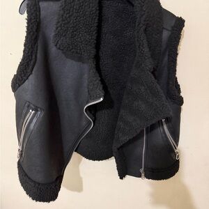 Madden Girl Black Shearling Vest with Zippers